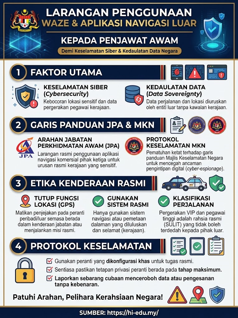 Larangan Penggunaan Waze Kepada Penjawat Awam: Punca Keselamatan Data & SOP Rasmi Kerajaan